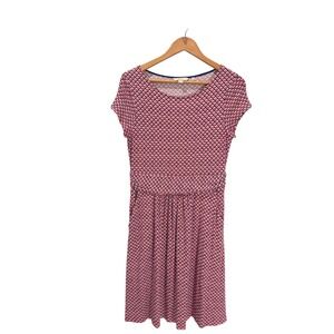 Boden Women's Size 8P Red Geometric Print Short Sleeve Stretch Casual Dress